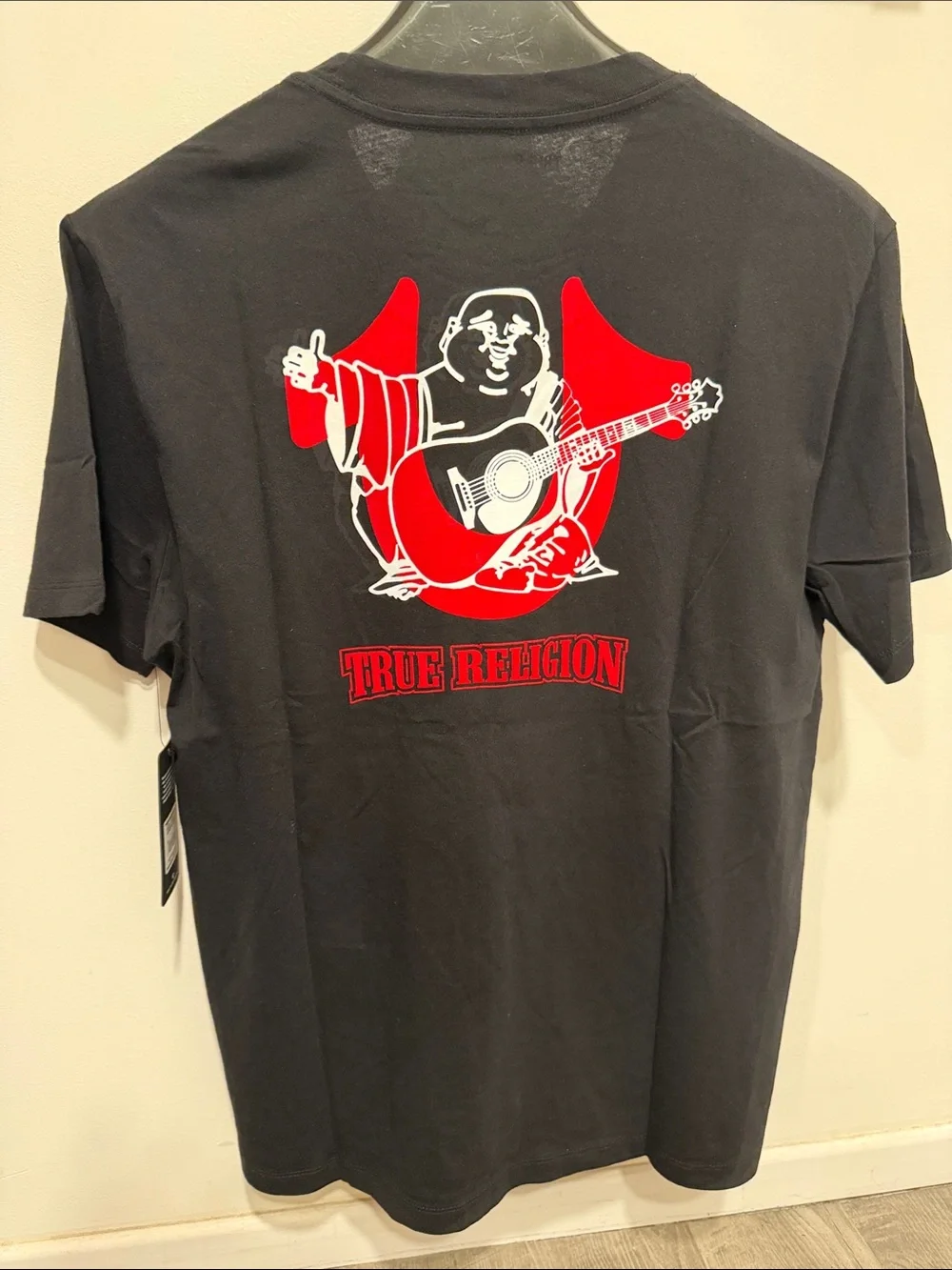 NWT True Religion Men’s Black Short-Sleeve Graphic Tee with Red Logo